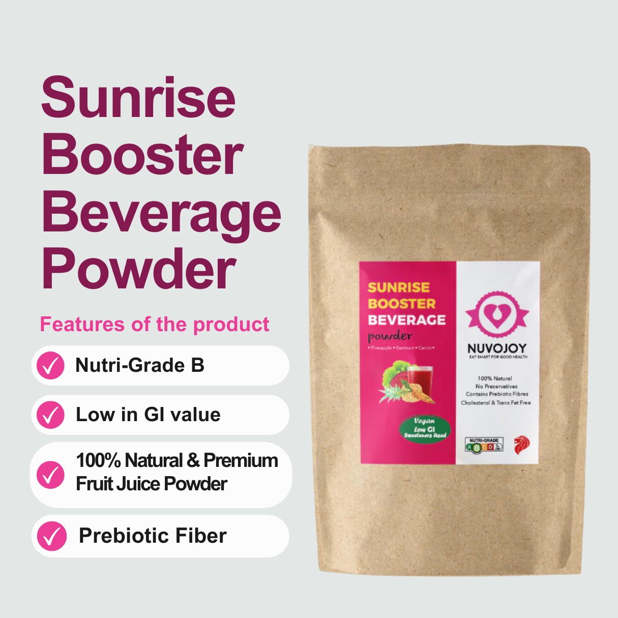 Sunrise Booster Beverage Powder (Pineapple, Beetroot and Carrot)